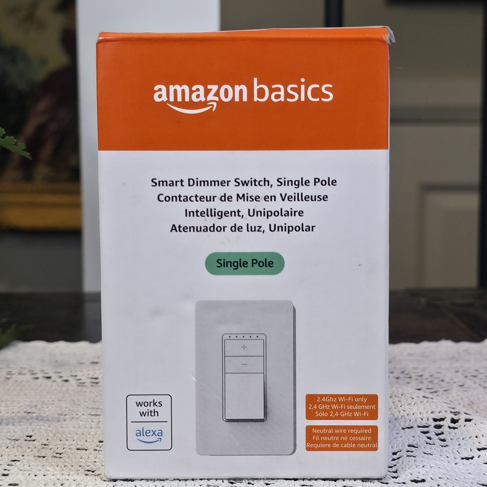 New Amazon Basics Smart Dimmer Switch Single Pole Alexa 450W Incandescent Wi-Fi